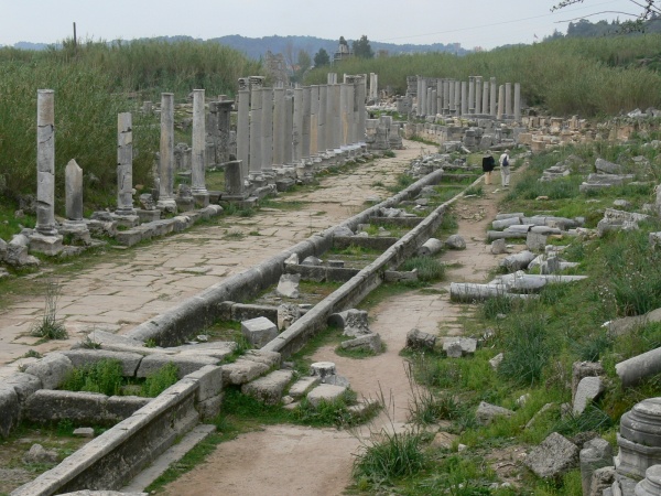 Channel in the center of the main street of Roman Perge