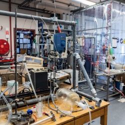 View of the hall with crystallization experiment at the back