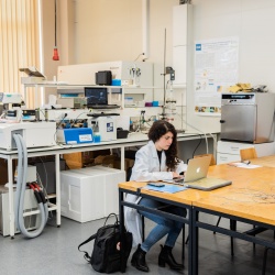 View of the hall with several analytical tools