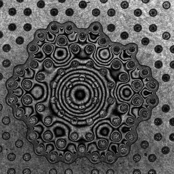 Evaporating drop on textured surface visualized with interferometry